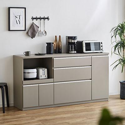 ふるさと納税 筑後市 キッチンカウンター レンジ台 レンジボード アンサンブル 幅178.6 【カラー:アッシュグレイ】