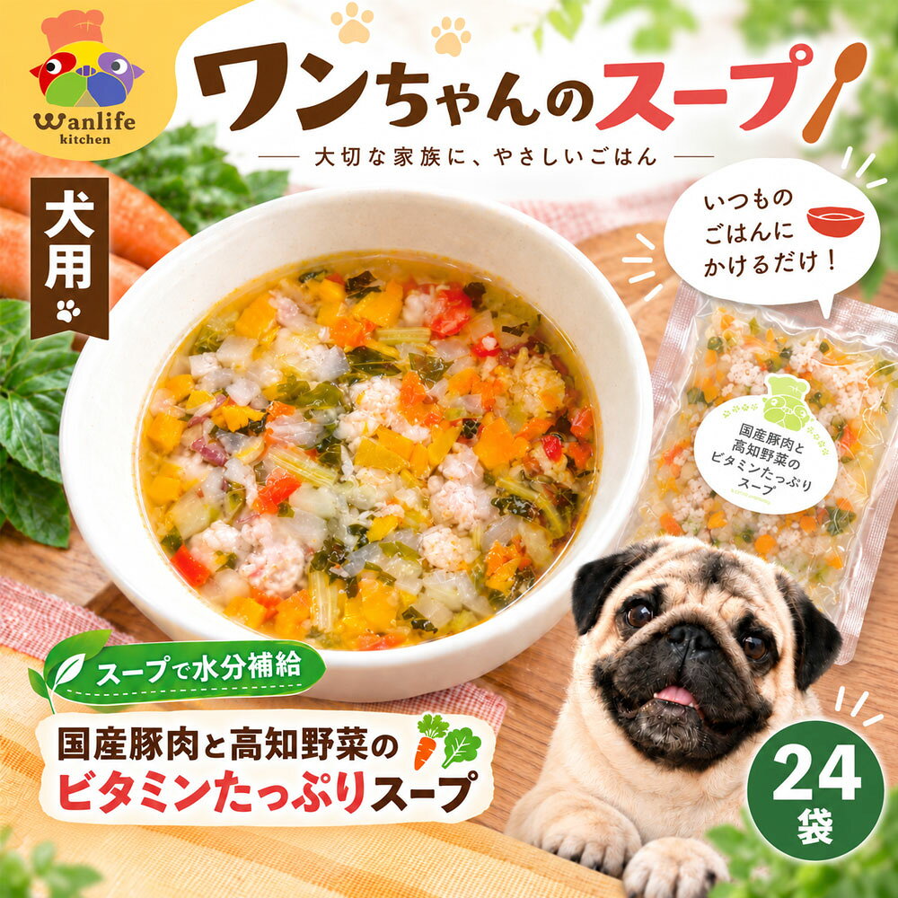 【ふるさと納税】犬用 ペットフード 「国産豚肉と高知野菜の無添加スープ 24袋セット」 送料無料 [ 高知県四万十市 冷凍 ドッグフード 犬 犬用 ペット用 ごはん 水分補給 栄養 健康 安心 安全 水分補給 国産豚肉 高知 土佐 高知野菜 お取り寄せ ]