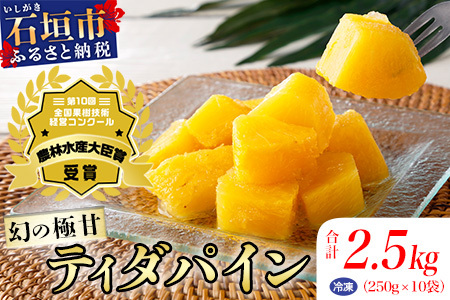 ＜先行予約＞ 當銘さんの完熟カットパイン 2.5kg (250g×10袋) ＜2026年6月上旬から発送＞ | パイナップル パイン 冷凍パイン 沖縄 石垣島 小分け