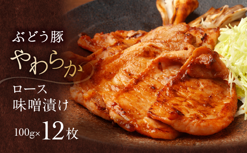 【希少】ブランド豚「綾ぶどう豚」やわらか味噌漬け 1.2kg (12枚入) 【宮崎県産 綾町産 ぶどう豚 味噌漬け 個包装 国産 豚肉 ロース みそ漬け ポーク 真空パック 小分け 送料無料】