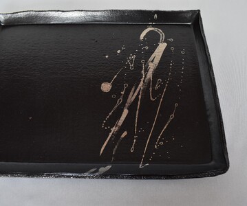 萩焼　銀彩ブラックプレートセット｜HGH00020