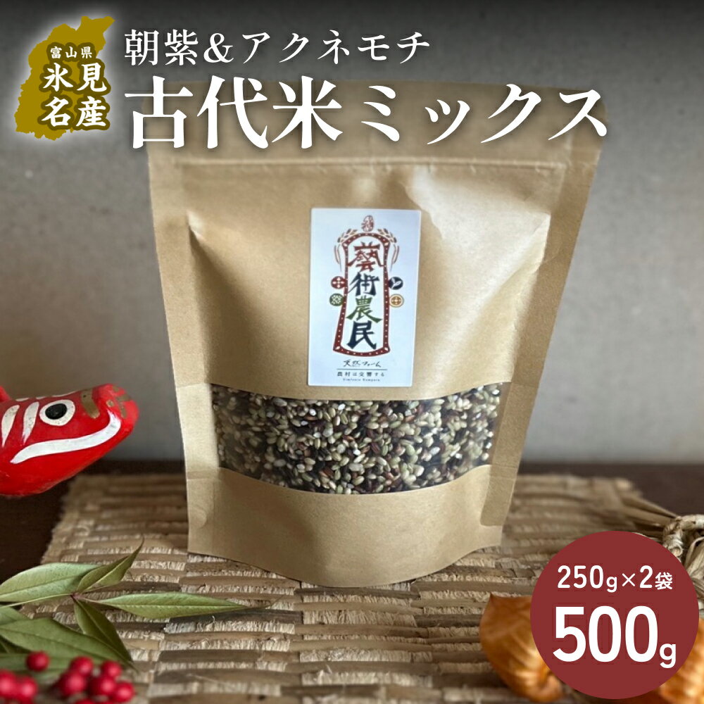 【ふるさと納税】【交響するお米】［古代米ミックス］自然栽培 朝紫&アクネモチ 250g×2袋（ 令和7年産 ） 富山県 氷見市 | 移住農家が里山から直送 米 古代米 紫黒米 緑米