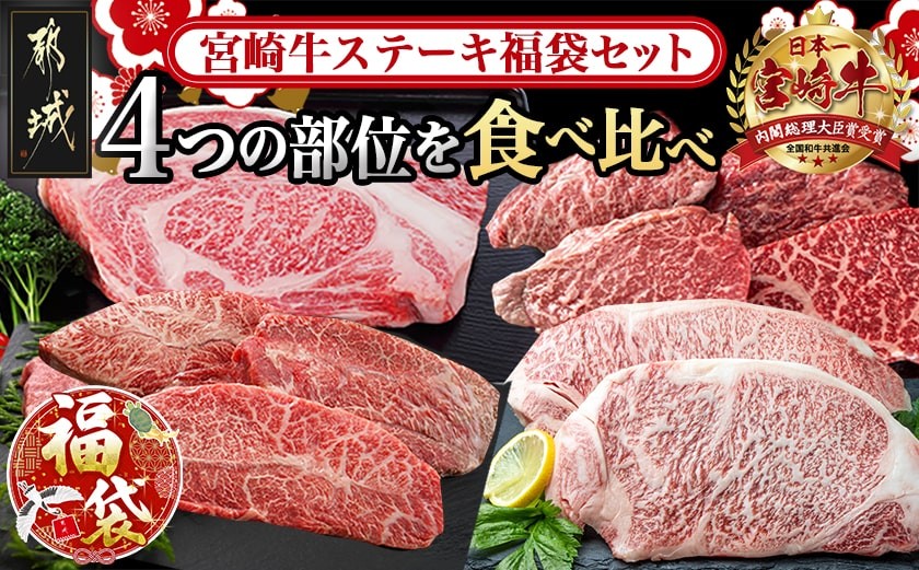 
            【福袋★2026】宮崎牛ステーキ福袋セット_AF-2502-F2026_(都城市) 食べ比べ ミスジ・サーロイン・モモ・リブロース 特別セット
          