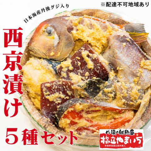 【ふるさと納税】日本海産 丹後グジ（奥京都ブランド）入り西京漬け 5種 魚貝類 漬魚 味噌漬け 西京漬け甘鯛 サワラ サーモン タルイカ