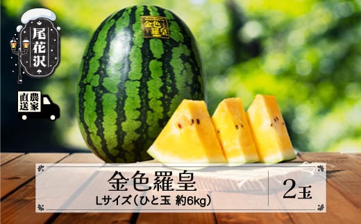 先行予約 金色羅皇 こんじきらおう 尾花沢産スイカ Lサイズ 約6kg×2玉 7月下旬～8月上旬頃発送 令和8年産 2026年産 尾花沢産 スイカ すいか 西瓜 果物 くだもの フルーツ 観光物産 kb-sukr12