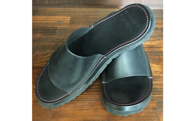 レザーサンダル（ブラック）サイズ6（24～24.5cm）【キャッスルファイブレザーアート】