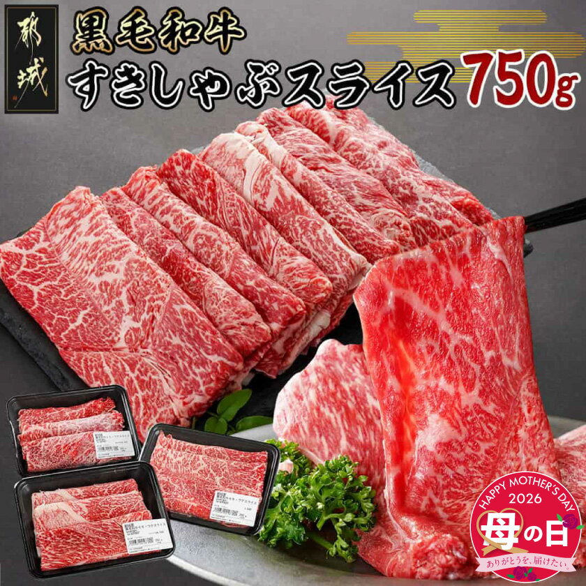 【ふるさと納税】【母の日】黒毛和牛すきしゃぶスライス750g≪5月7日〜10日お届け≫ - ウデ・モモスライス 250g×3P 牛肉 スライス すき焼き しゃぶしゃぶ 母の日 ギフト プレゼント 贈答用 冷凍 送料無料 14-3301-MG【宮崎県都城市は2年連続ふるさと納税日本一！】