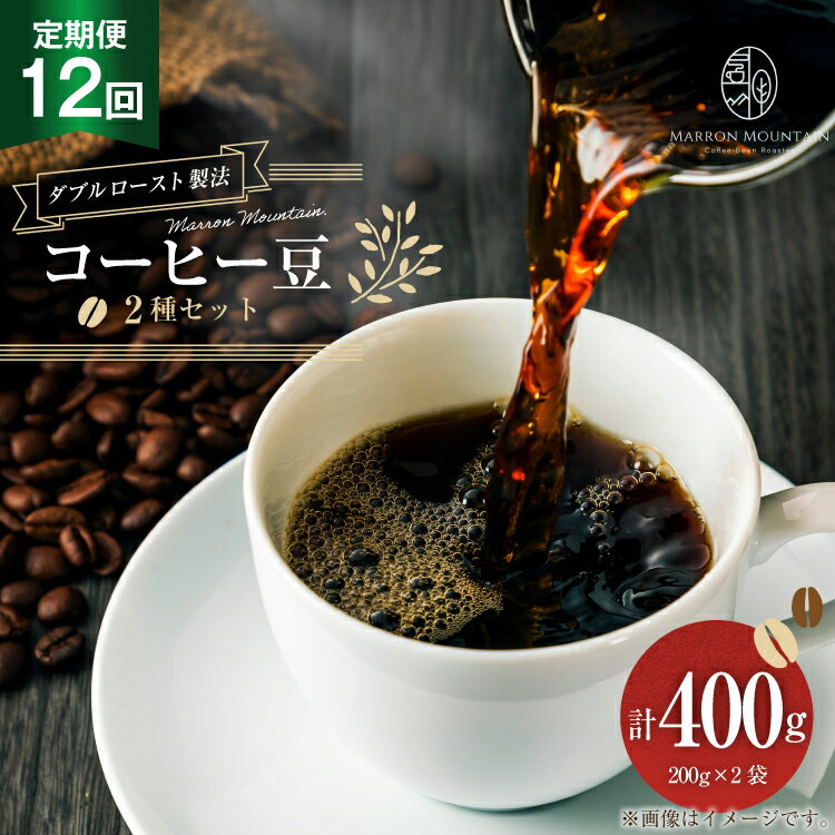 【ふるさと納税】 コーヒー 豆 2種セット 定期便 12回 200g×2袋 [MARRON MOUNTAIN 埼玉県 小川町 309] 珈琲 ドリップ ダブルロースト製法 フルシティロースト