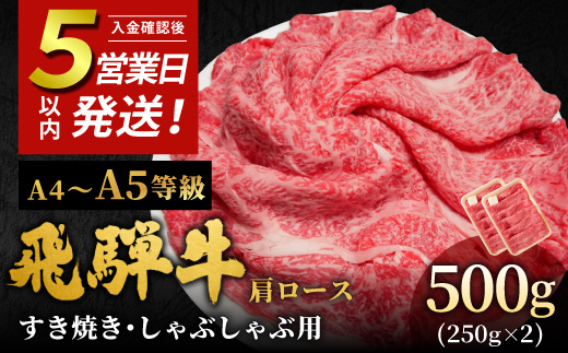 
                  【発送時期が選べる】 飛騨牛 A4~A5等級 肩ローススライス 500g 岐阜県産 A4 A5 すき焼き しゃぶしゃぶ 鍋 黒毛和牛 肩ロース ロース カタロース スライス 霜降り 牛肉 牛 国産 お取り寄せ ごちそう 自宅用 和牛 小分け 最短発送 肉のひぐち
                