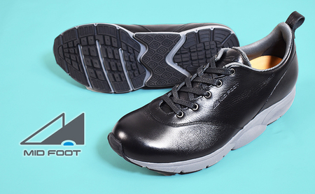 レザースニーカー MIDFOOT 紳士靴 ブラック4E レザースニーカー 25.5cm