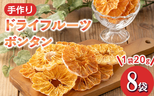 isa569 《数量限定》ドライフルーツボンタン「そのまんまドライしました。」(計8袋・各20g)   ドライフルーツ ボンタン 砂糖不使用 小分け 手づくり ギフト 加工食品 果物 フルーツ ハンドメイド【薩摩美食倶楽部】