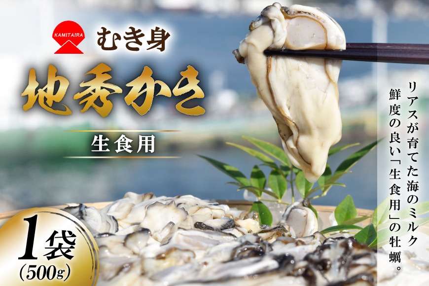 むき身 地秀かき 生食用 500g×1袋 [かみたいら 宮城県 気仙沼市 20565947] カキ 牡蠣 かき 生食 剥き身 オイスター 冷蔵