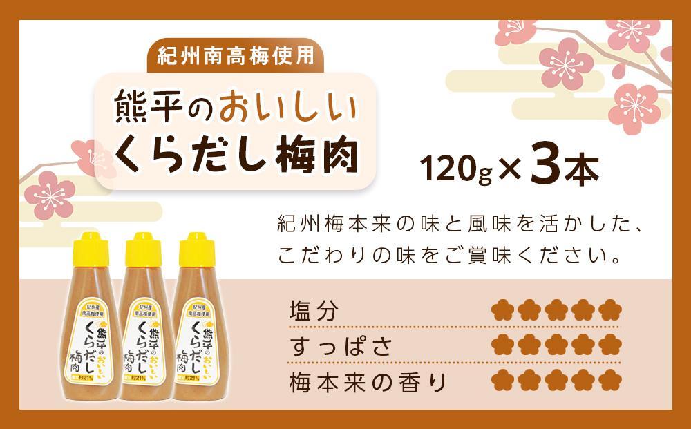 紀州南高梅使用 熊平のおいしい くらだし 梅肉 塩分 約21％ 約120g × 3本セット