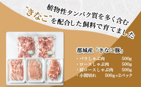 「きなこ豚」しゃぶしゃぶ詰合せ2.5kg_MA-1202_(都城市) ブランド豚 銘柄豚の柔らかい豚肉 安心・安全・新鮮 豚バラ 豚肩ロース こま切れ 豚小間切れ 薄切り 豚しゃぶ 鍋物