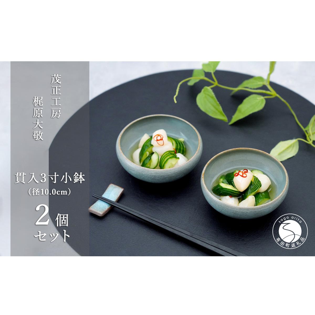 有田焼 貫入青磁3寸小鉢 2個セット【梶原大敬 茂正工房】器 うつわ 食器 皿 小ぶり 小鉢 ボウル 2個 セット ペア 青磁 貫入 青 夏 シンプル 作家 ろくろ 電子レンジ対応 A24-163