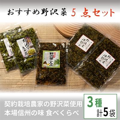 ふるさと納税 御代田町 くるまやおすすめ野沢菜5点セット【 漬物 野沢菜漬け 惣菜 お土産 信州 長野 】