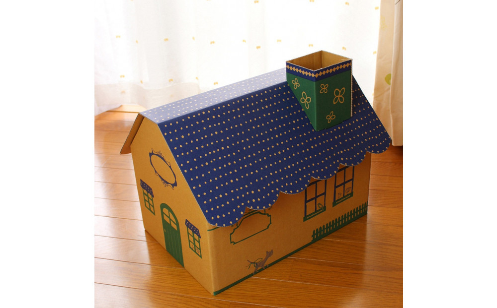 成長に合わせて使える段ボール家具　ジュニアデスクチェア&おうち型収納ボックス◇【赤色セット】