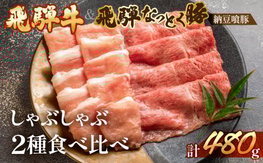 飛騨牛ももと飛騨納豆喰豚ロースのしゃぶしゃぶセット  各240g（計 480g）【冷凍】豚肉 なっとく豚 国産 下呂温泉 ブランド牛 牛肉 豚 牛 天狗