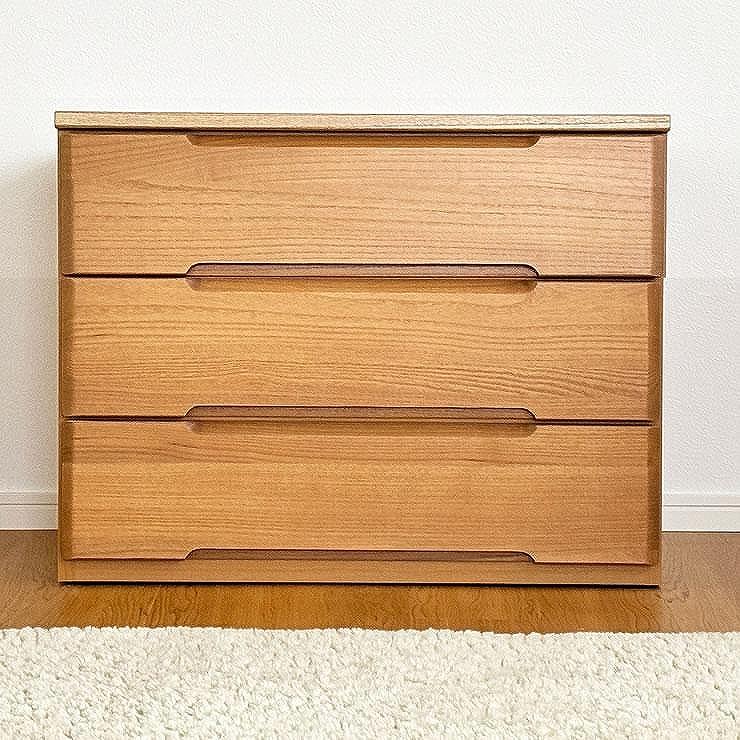 74幅3段 チェスト ナチュラル ベージュ 衣類 収納 チェスト タンス たんす 桐材 天然木 国産 大川家具 完成品 大容量
