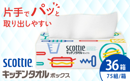 キッチンペーパー スコッティ キッチンタオルボックス 36箱【日本製紙クレシア株式会社】 キッチンペーパー キッチンタオル 日用品 消耗品 大容量 吸収力 破れにくい 長持ち 掃除 便利 高評価 開成町 [BDAM030]