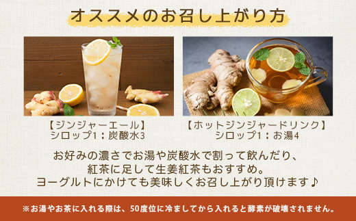 ジンジャーシロップ(150g×2個)【非加熱発酵】【優しい甘さの生姜シロップ】【米入り】A3−369【配送不可地域：離島】【1611647】
