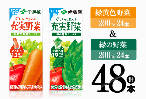伊藤園　緑黄色野菜(紙)24本＋緑の野菜(紙)24本 【 伊藤園 飲料類 野菜 ミックス 緑の野菜 ジュース 野菜ジュース セット 詰め合わせ 飲みもの 】[C07370]