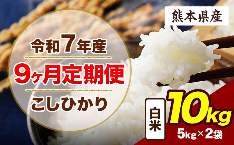 【9ヶ月定期便】令和7年産 定期便 こしひかり 10kg  白米 阿蘇 うぶやま 米 定期便 熊本県産 ふるさと納税 精米 ひの 米 こめ ふるさとのうぜい コシヒカリ コメ お米 おこめ《申込月の翌月から出荷開始》