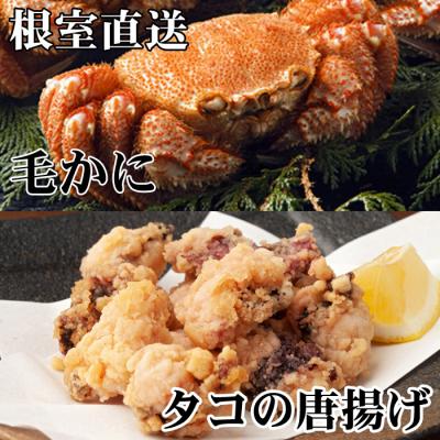 ふるさと納税 根室市 毛かに400g〜550g、たこ唐揚げ250g×2P C-30076
