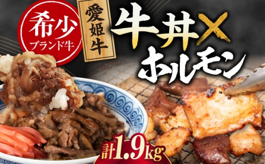 【冷凍】　愛姫牛 肉屋のこだわりお惣菜セット 牛丼×6食とミックスホルモン×1,000g 計1,9kg 愛媛県大洲市/有限会社 木村屋精肉店 牛丼 牛肉 和牛 牛 国産 [AGCC073]国産和牛 愛媛県産 大洲市産 人気 おすすめ ランキング 簡単 おいしい お肉 肉 国産肉 焼肉 送料無料 お取り寄せ グルメ ホルモン 冷凍 焼き肉 BBQ バーベキュー グルメ 冷凍 簡単調理 牛皿 牛めし