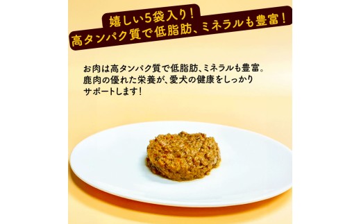 鹿肉ごはん。レトルト 5袋 ペットフード ドッグフード レトルト セット 無添加 滋養強壮 国産 ジビエ 健康 栄養 鹿 鹿肉 わんちゃん 小分け 個包装 ペット用品 犬用 ご褒美 ごはん おやつ 小型 大型 犬 イヌ いぬ 京都府 京都 京丹波町