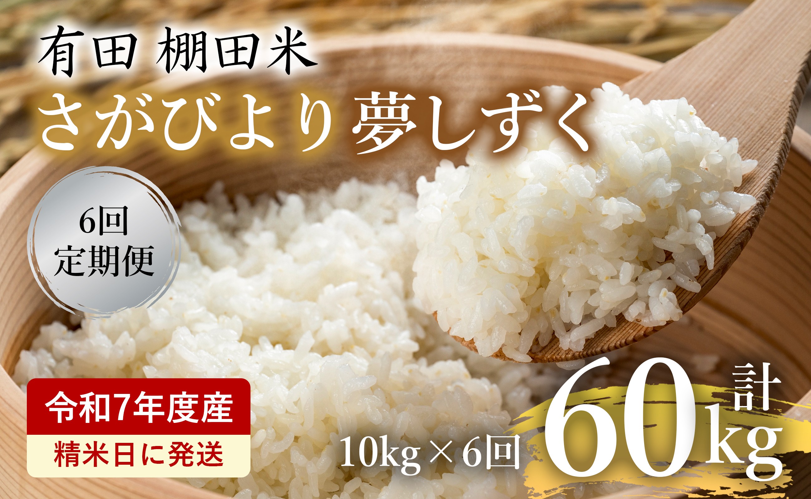 
            【定期便】全6回 有田棚田米 10kg 計60kg さがびより 夢しずく【10月下旬以降発送開始】
          