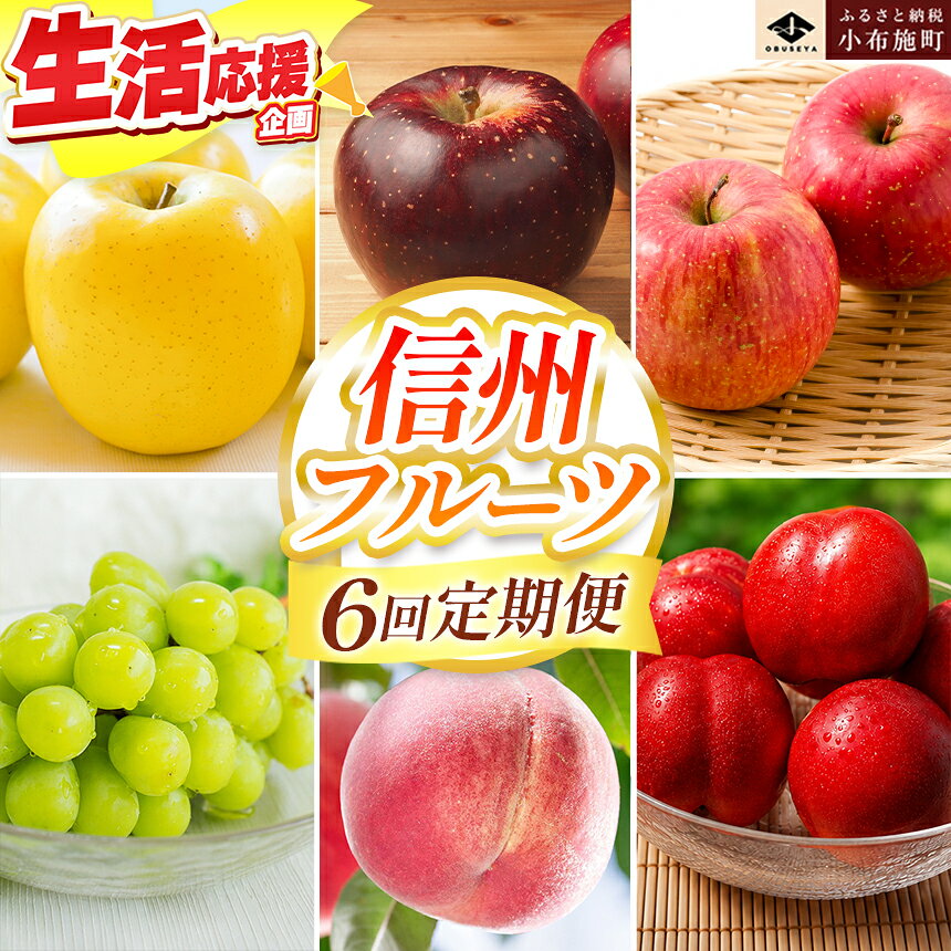 【ふるさと納税】【6回定期便】小布施屋のフルーツ定期便 6ヵ月コース ［小布施屋］ フルーツ 果物 ネクタリン もも 白桃 シャインマスカット 林檎 りんご リンゴ 秋映 シナノスイート シナノゴールド サンふじ お楽しみ 長野県産 令和8年産 【2026年7月～12月発送】