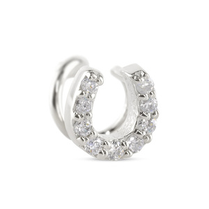 プラチナ ピアス 片耳 レディース 馬蹄 ダイヤモンド pt900 つけっぱなし 金属アレルギー 対応 簡単装着 キャッチのいらないピアス キャッチナッシャー ホースシュー 250612201dpu 