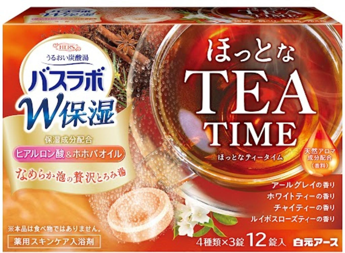 
            炭酸ガス 入浴剤 4種の香り 24回分  12錠入×2箱  HERS バスラボ ほっとなTEA  TIMEお試し セット
          