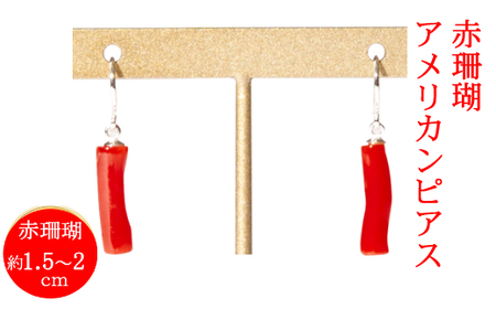 【ケンセン35】赤珊瑚枝 アメリカンピアス / K14WG｜室戸 ブランド ピアス