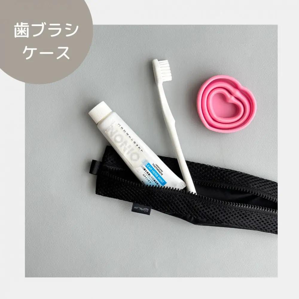 【黒】洗えて清潔！メッシュ×ナイロンのハブラシポーチ