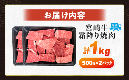【令和8年7月配送】数量限定 宮崎牛 霜降り 焼肉 計1kg 肉質等級4等級以上 牛肉 黒毛和牛 国産 食品 おかず 最高級 ブランド牛 焼き肉 BBQ バーベキュー キャンプ 人気 おすすめ 記念日