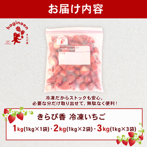冷凍 いちご 2kg  完熟 きらぴ香  萩埜園 牧之原市 静岡 