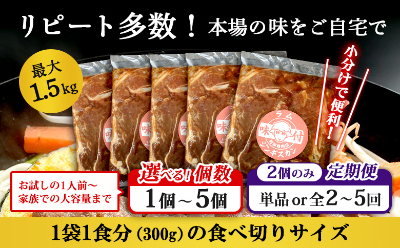 【定期便：全2回】味付きジンギスカン300g×2個【16004BB0201】