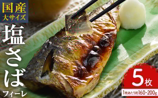 国産 塩さば フィーレ 約160～200g 5枚  個包装 サバフィレ 鯖 サバ さば フィレ 切り身 塩サバ バラ凍結 冷凍 魚 魚介 塩さば 切り身 冷凍 海鮮 魚介 魚 青魚 切身 saba 焼魚 煮魚 家庭用 小分け サバフィレ フィレ 宮城県 石巻市