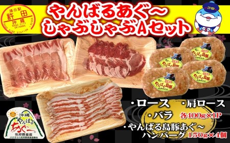 やんばるあぐーしゃぶしゃぶ（ロース＆肩ロース＆バラ＆ハンバーグ）Aセット ブランド豚 銘柄豚 やんばる あぐー豚 お取り寄せ 家庭料理 お肉 豚肉 しゃぶしゃぶ ハンバーグ 人気 グルメ 国産 ポーク 豚しゃぶ 特産品 野菜炒め おすすめ ご褒美 幻の豚