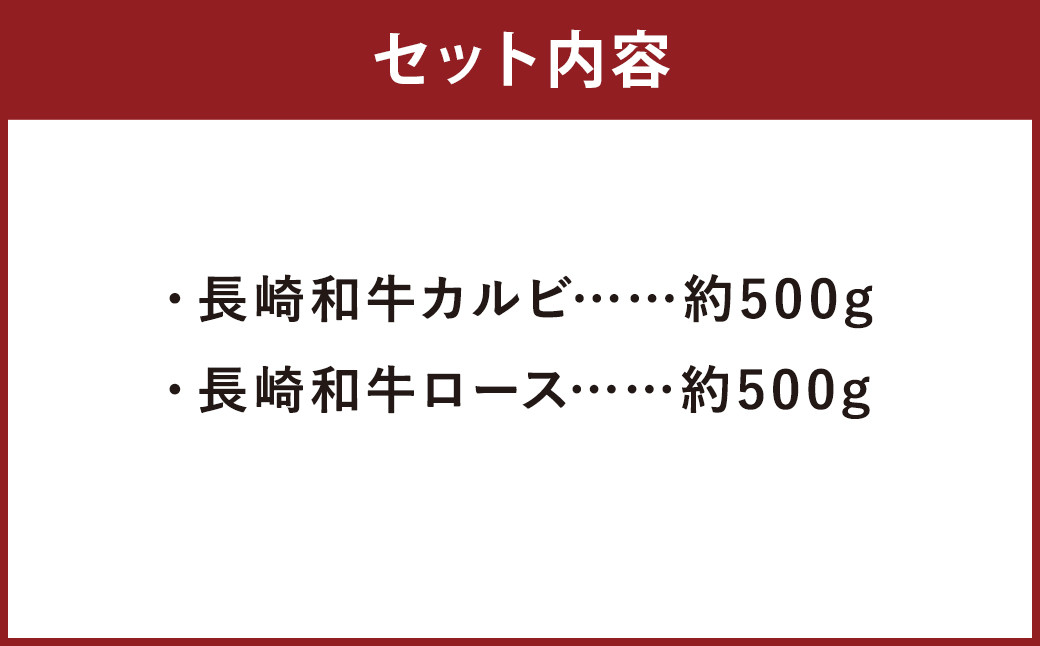 長崎和牛 焼肉用 食べ比べ （カルビ約500g ロース約500g） 約1kg