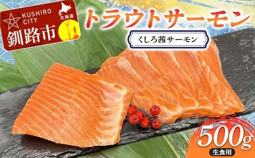 トラウトサーモン（くしろ茜サーモン） 500g サーモン 鮭 生食 刺身 海鮮 北海道 釧路市 F5F-0109