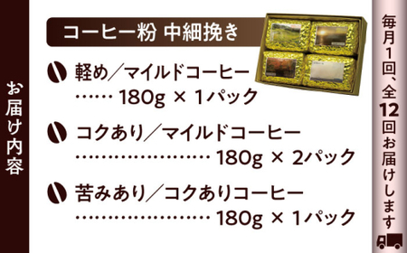 【全12回定期便】【コーヒー粉 中細挽き】葉山スペシャル珈琲豆アソートセット 4パック入り コーヒー粉 珈琲豆 コーヒー【Cafetier】[ASAD020]