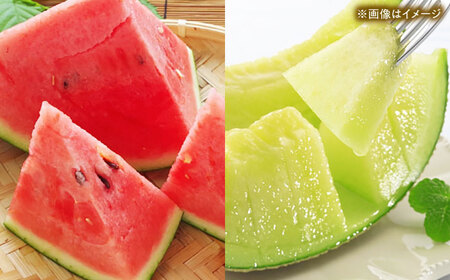 【先行予約】 小玉スイカ＆amp;肥後グリーンメロンの食べ比べ 各2玉（計4玉 約7kg） すいか 小玉 メロン グリーンメロン 熊本 フルーツ 野菜 果物 【日本フルーツ株式会社】[ZFJ041]