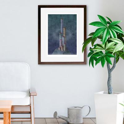 ふるさと納税 綾部市 ＼京都・綾部の癒やし系作家/【絵画】　天空の城　　額装サイズ526mmx412mm |  | 01