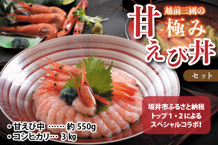 越前三國の極み甘えび丼セット ～全国ランキング常連の甘えびとコシヒカリのコラボ～ [A-2397]