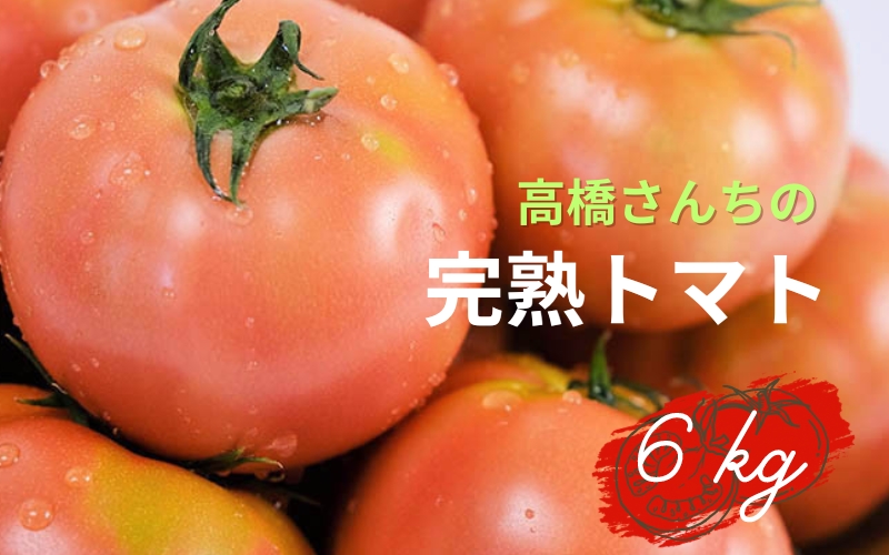 【令和7年度分予約受付】平泉町産 たかはしさんちの完熟トマト 約6kg(M玉サイズ) 【2025年6月下旬～9月下旬頃からの発送】/ トマト とまと 完熟 樹上完熟 野菜 やさい ベジタブル 甘い 濃厚 美味しい リコピン【tms401-m-6kg】