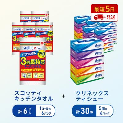 ふるさと納税 岩沼市 ティッシュ+キッチンペーパー6P[No.5704-1802]