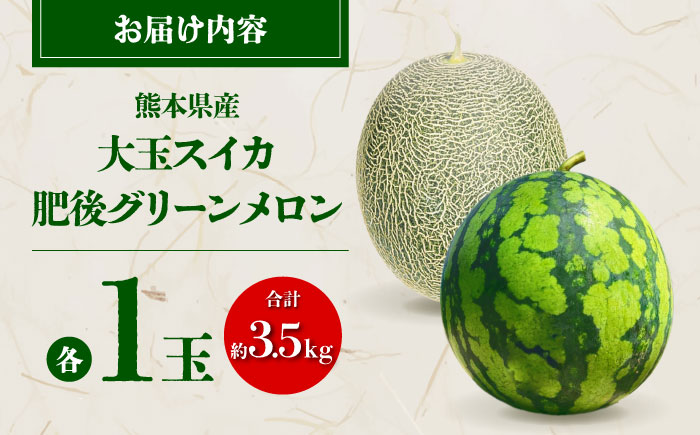 【先行予約】 小玉スイカ&肥後グリーンメロンの食べ比べ 各1玉（計2玉 約3.5kg） すいか 小玉 メロン グリーンメロン 熊本 フルーツ 野菜 果物 【日本フルーツ株式会社】 [ZFJ040]